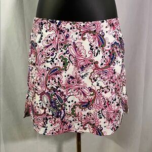 Lady Hagen Pink Green & Blue Paisley Print Golf Skort